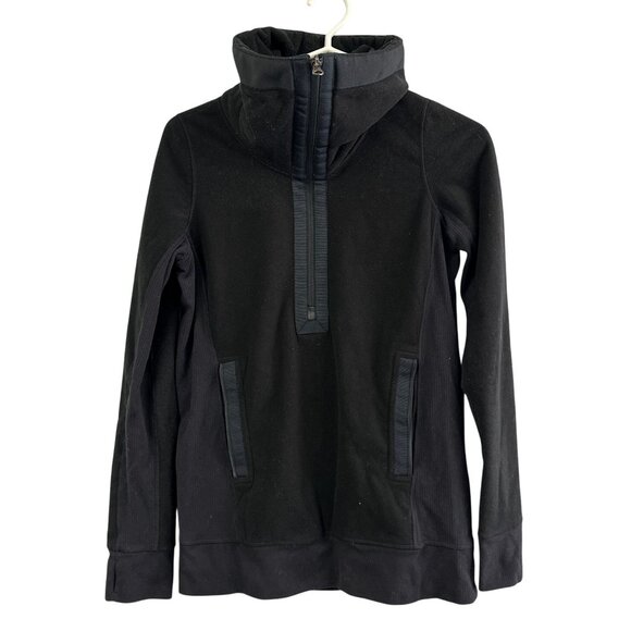 Lululemon Post Chaturanga Pullover Sweater Size 4 Half Zip Black Fleece Jacket - Picture 1 of 6